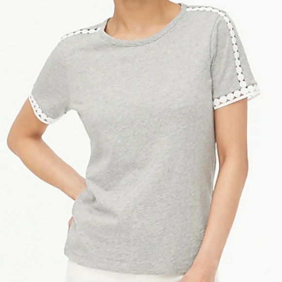 J. Crew Grey Circle Lace Embroidered Tee - Picture 3 of 3